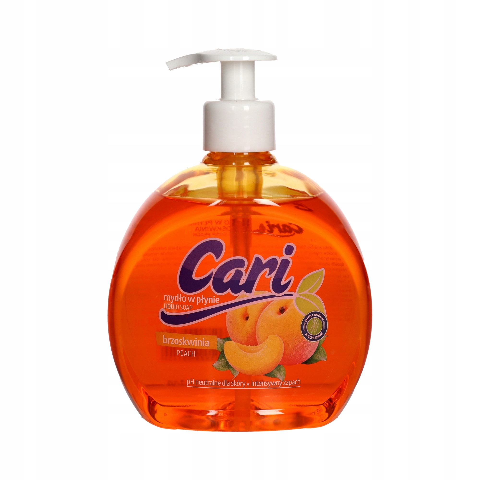 

Mydło w płynie 500ml pompka Brzoskwinia Cari