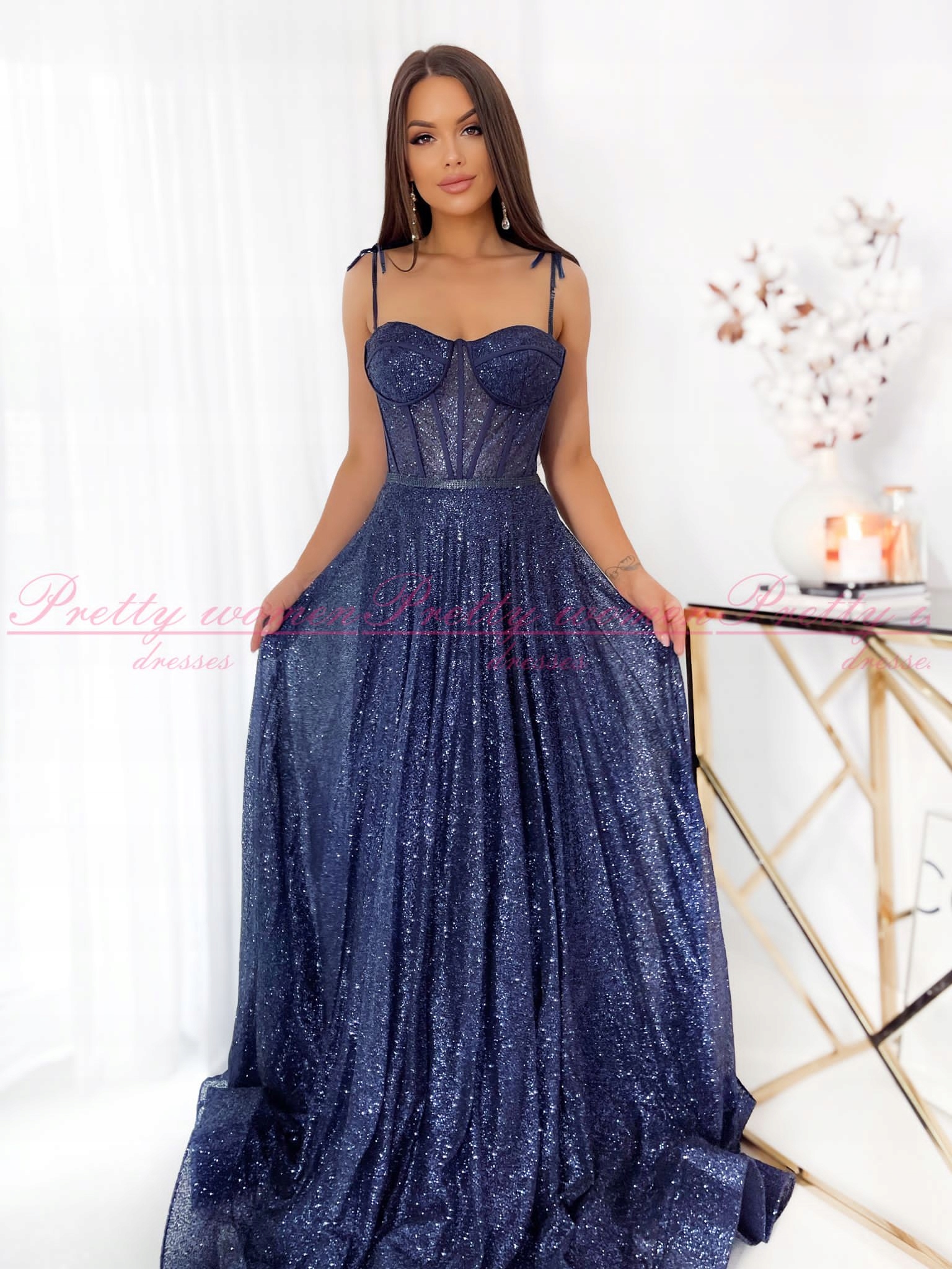 Šaty Na Svatební Hostinu Miss Lady Dlouhé, Tmavě Modré, 40 L