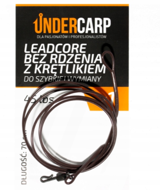 UnderCarp Leadcore bez Rdzenia Krętlik do Szybkiej Wym. 45lbs 70cm Brązowy