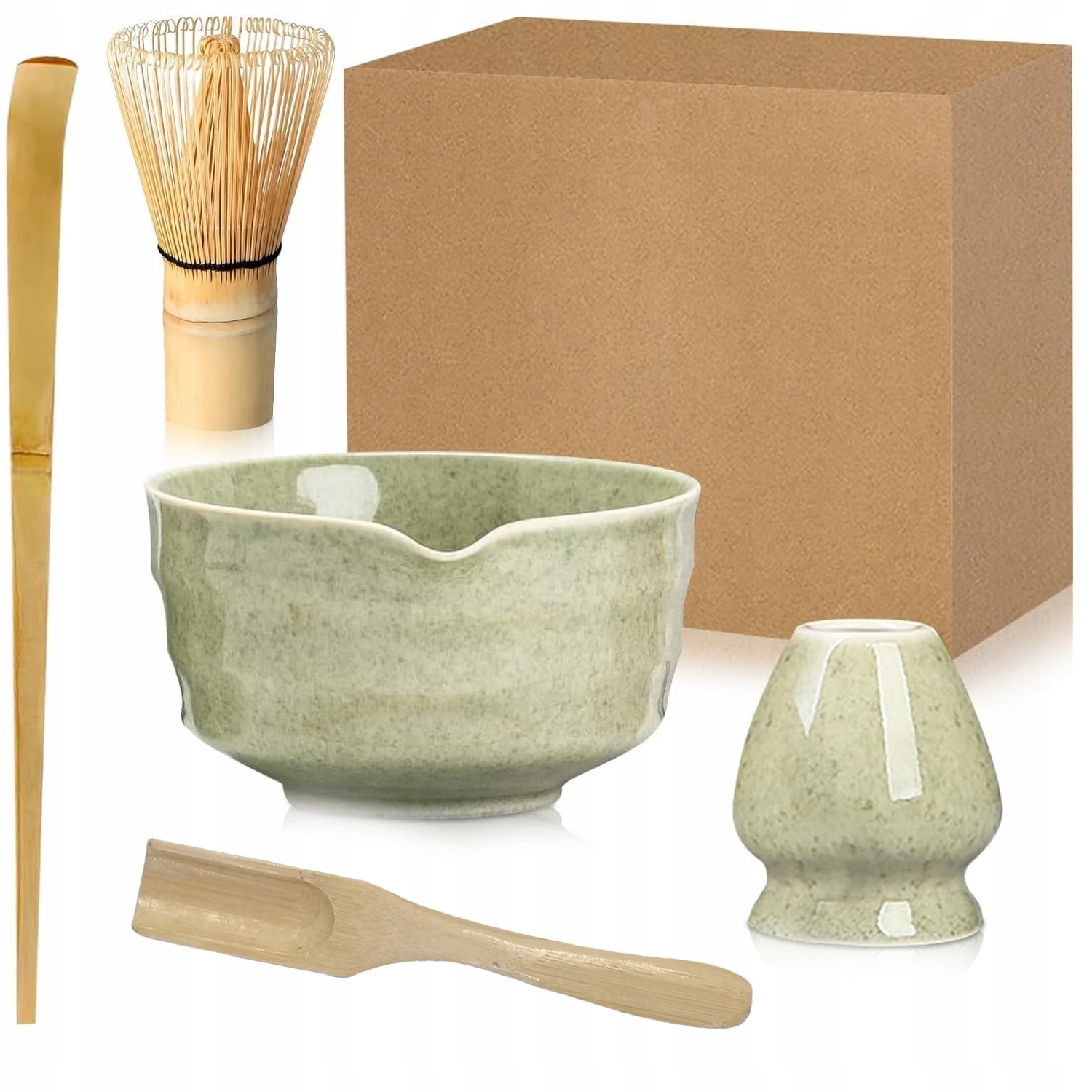 Levně 5ks Sada pro Matchu – Miska a Metla, Startovací Sada světle zelená