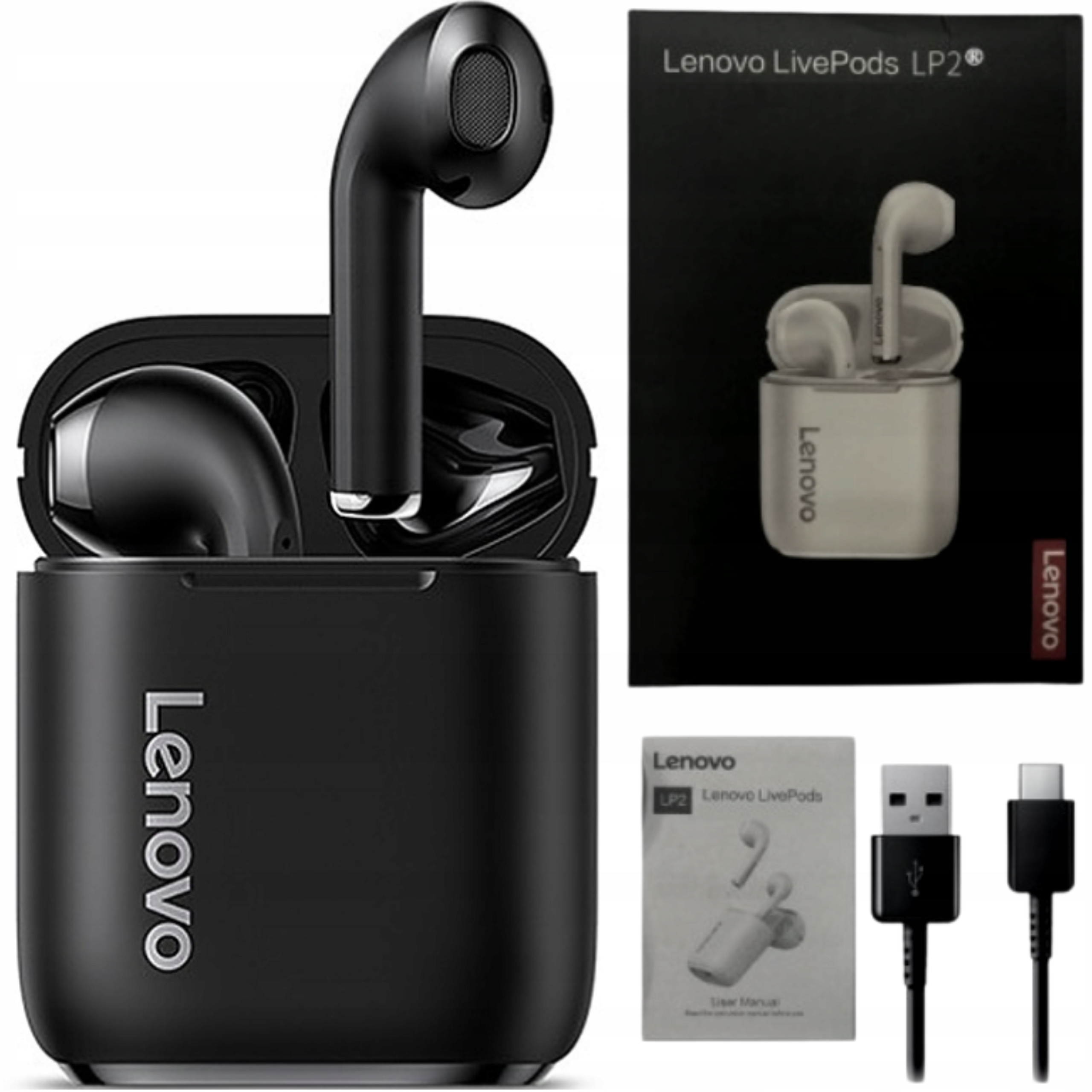 

Bezprzewodowe Słuchawki Lenovo Douszne Bluetooth