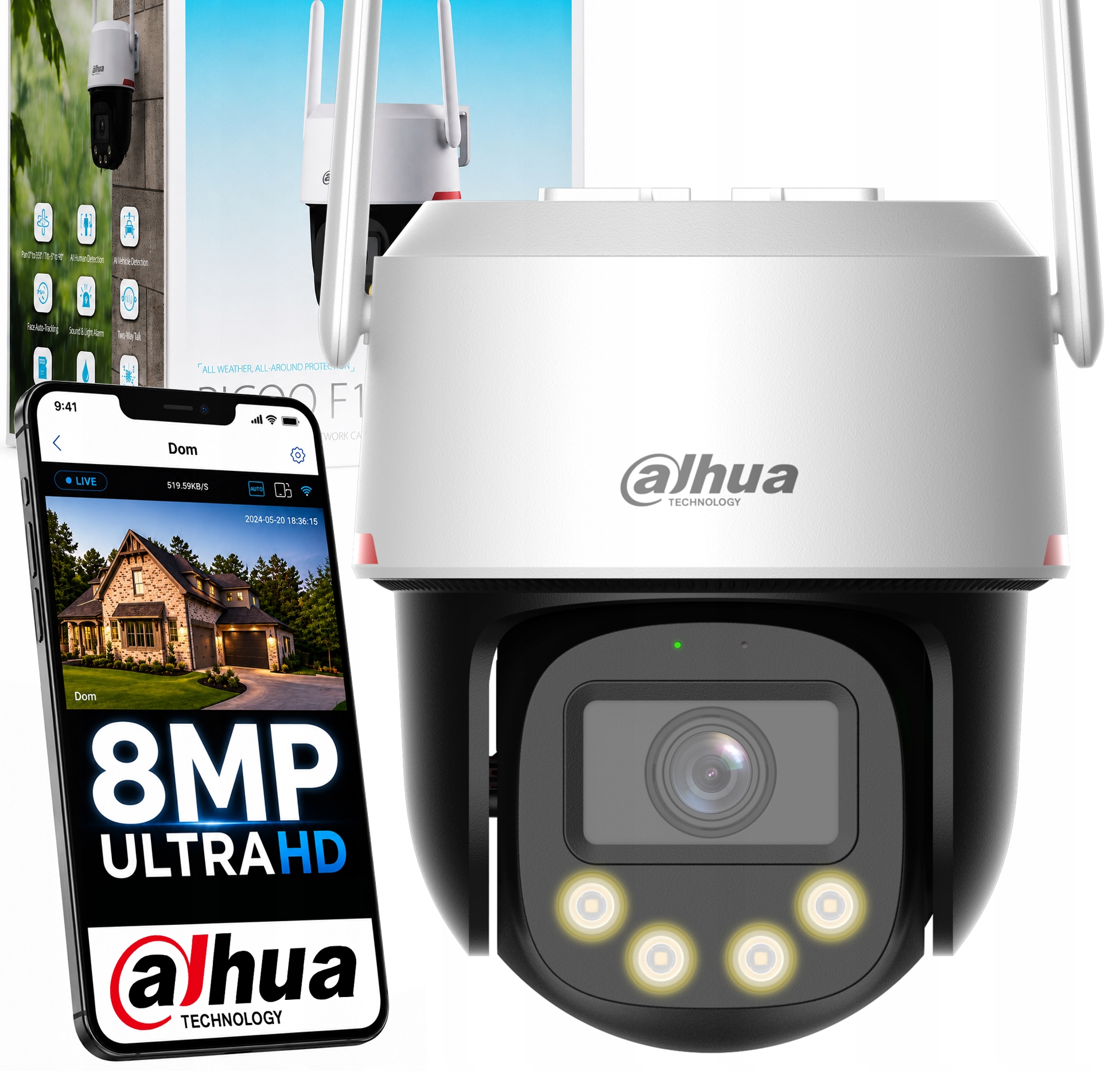 Otočná kamera 8MPX Uhd WizColor Dahua P8F-PV-0360B-PRO s analýzou obrazu