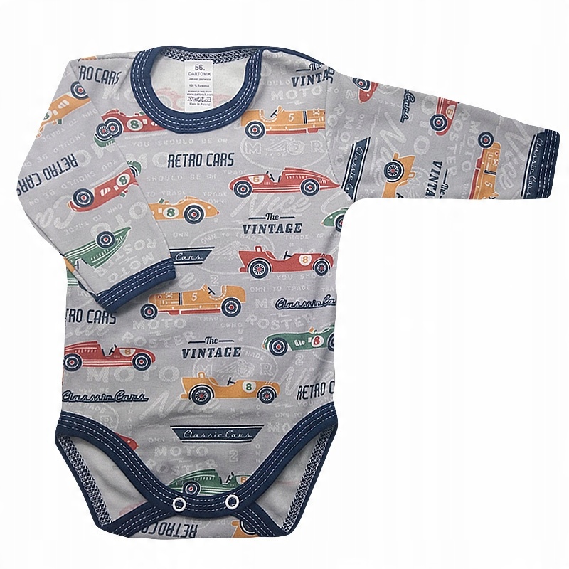 

Body 68 długi rękaw niemowlęce bawełna retro cars