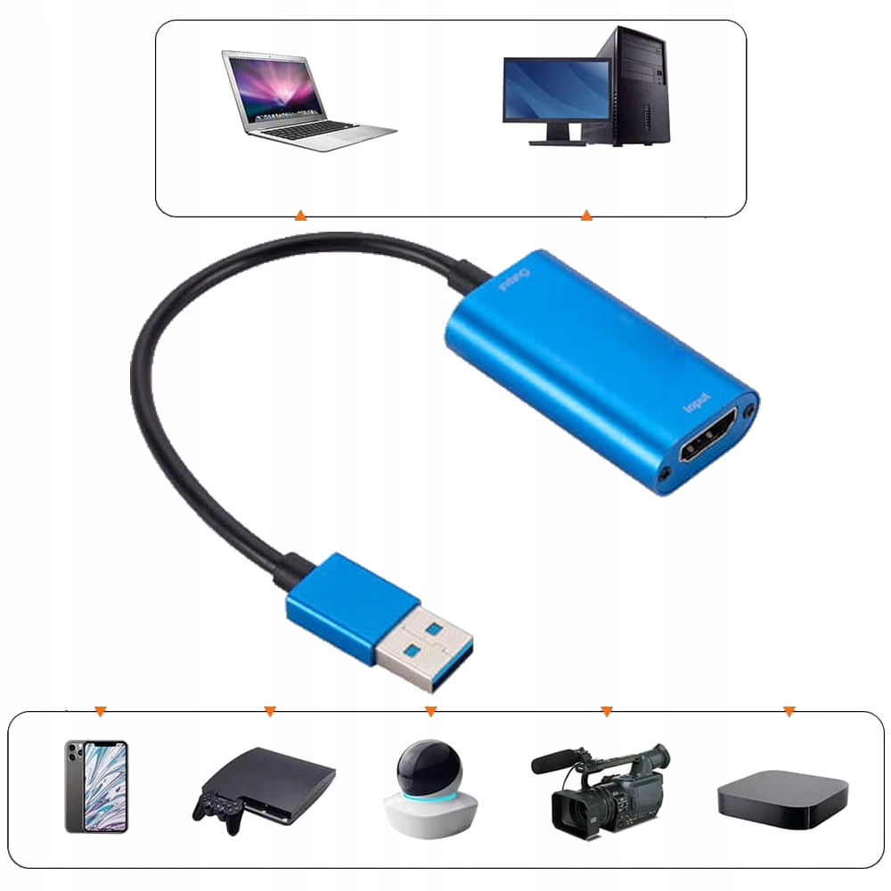 HDMI Grabber pod USB 3.0 1080p 60fps Full HD CAPTURE Model 6C2-02-817