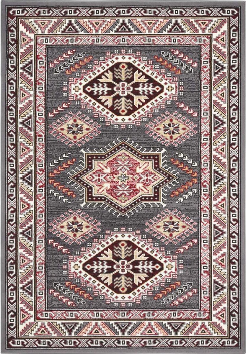 Tradiční krémově šedý koberec do obývacího pokoje, měkký vlas, vzor 160 x 230 cm