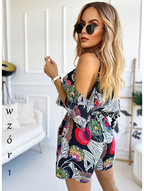 Letni KOMBINEZON DAMSKI wzory kwiatki hiszpanka Rodzaj casual (na co dzień)