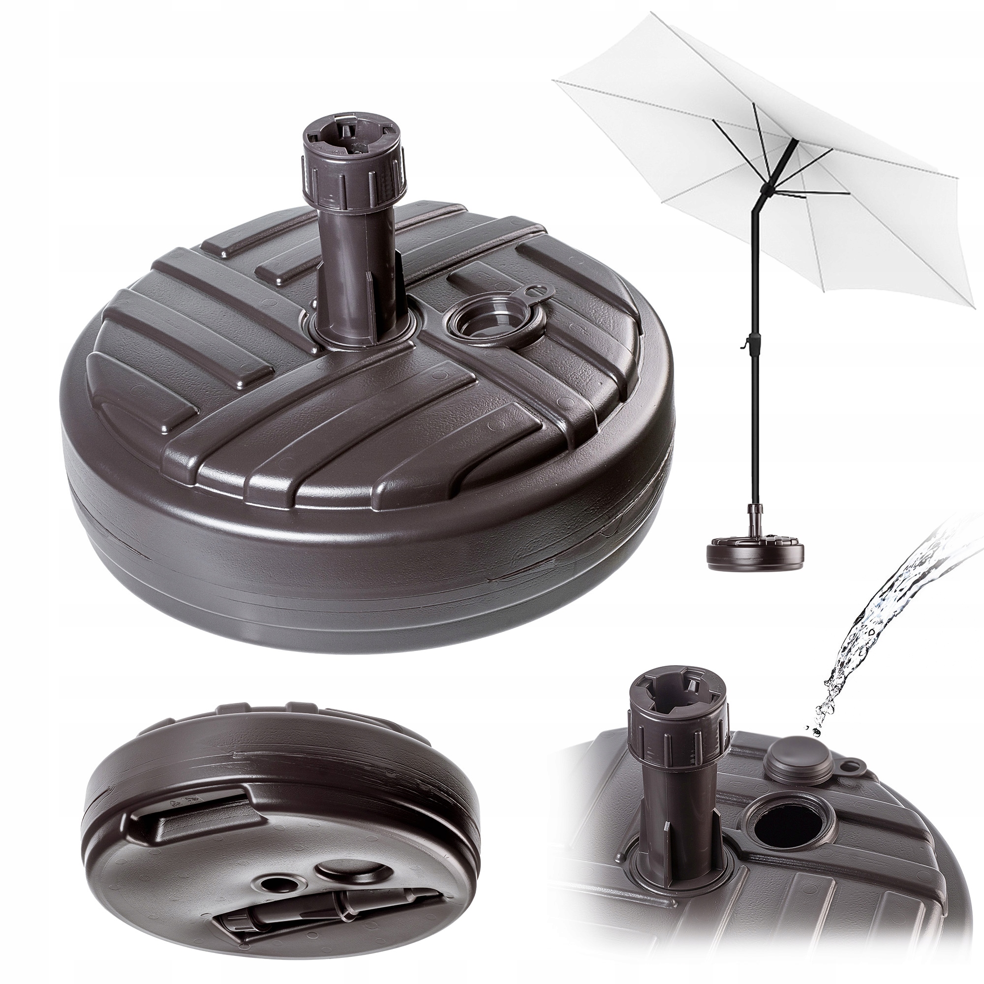 PODSTAWA PARASOLA STOJAK POD PARASOL OGRODOWY OKRĄGŁY 39cm OBCIĄŻNIK BRĄZ