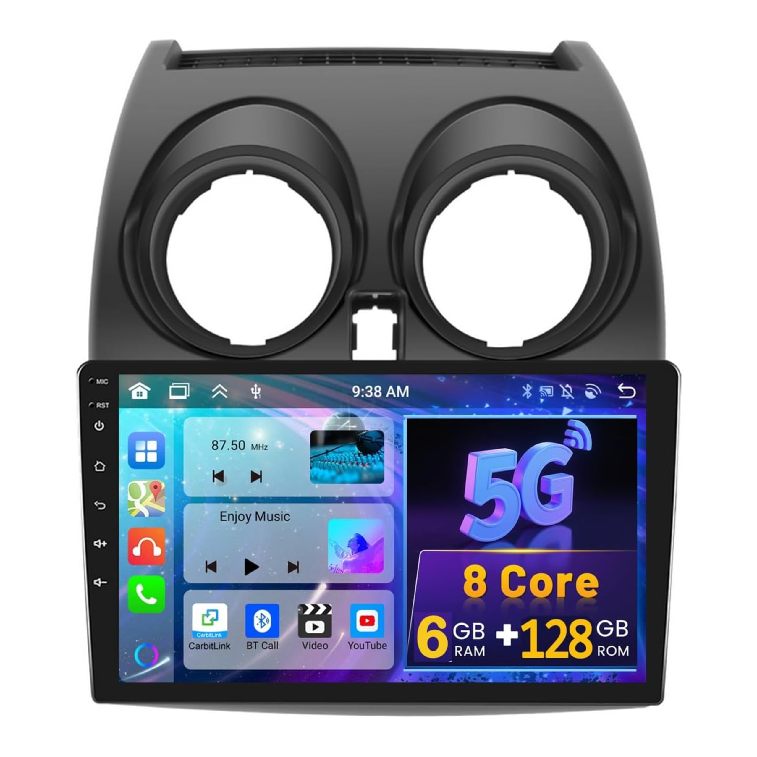 Autorádio Android 9 palců pro Nissan Qashqai J10 Apple Carplay 6+128GB