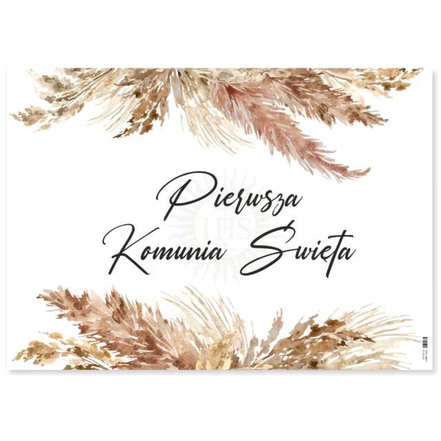 

Plakat Pierwsza Komunia Święta Ihs boho suszki