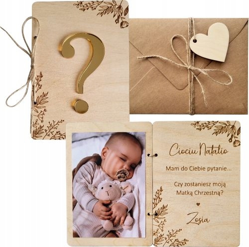 ZAPROSZENIE NA CHRZEST PROŚBA DO CIOCI CZY ZOSTANIESZ MOJĄ MATKĄ CHRZESTNĄ?