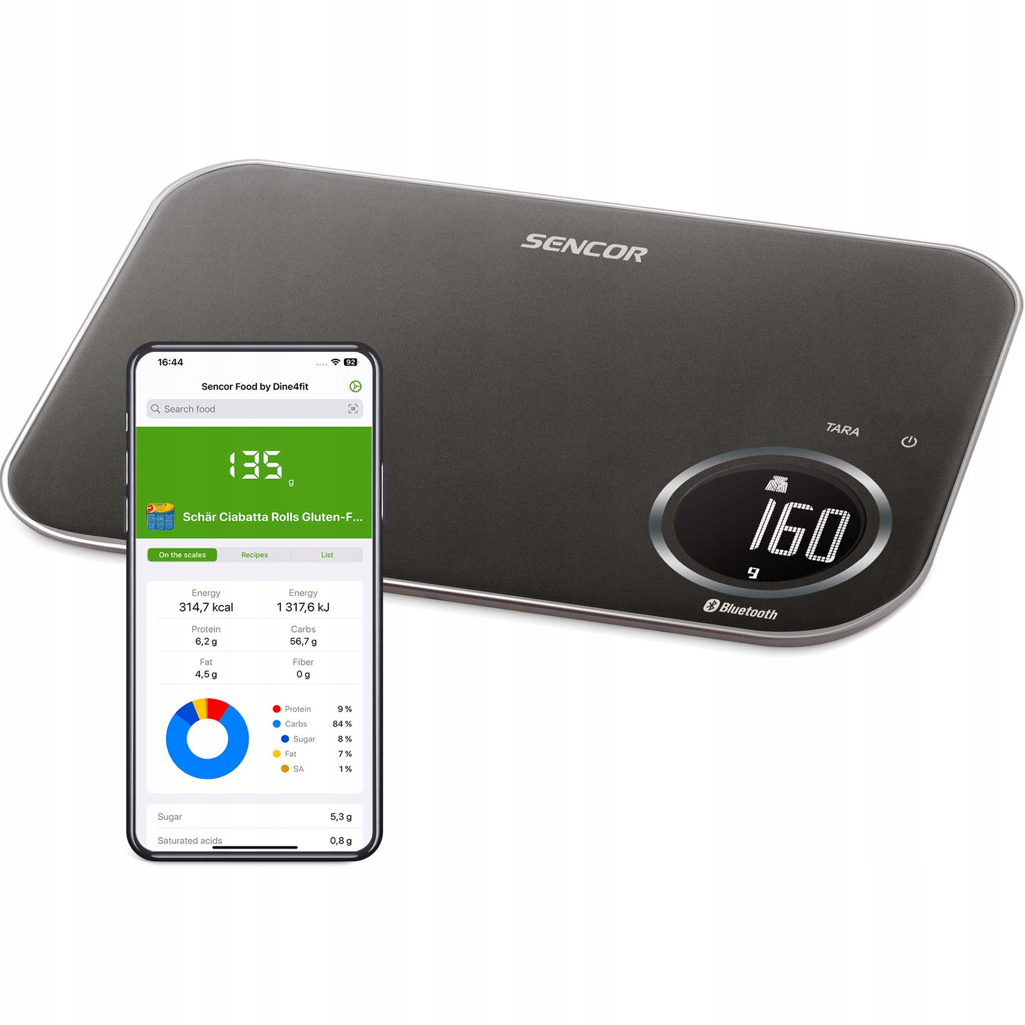 Waga kuchenna elektroniczna Bluetooth do 8 kg Sencor Sks 7178BK