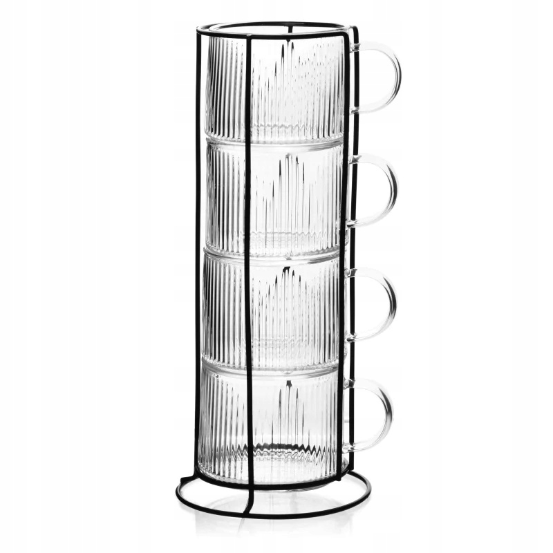 Sada 4 skleněných hrnků na stojanu jako dárek