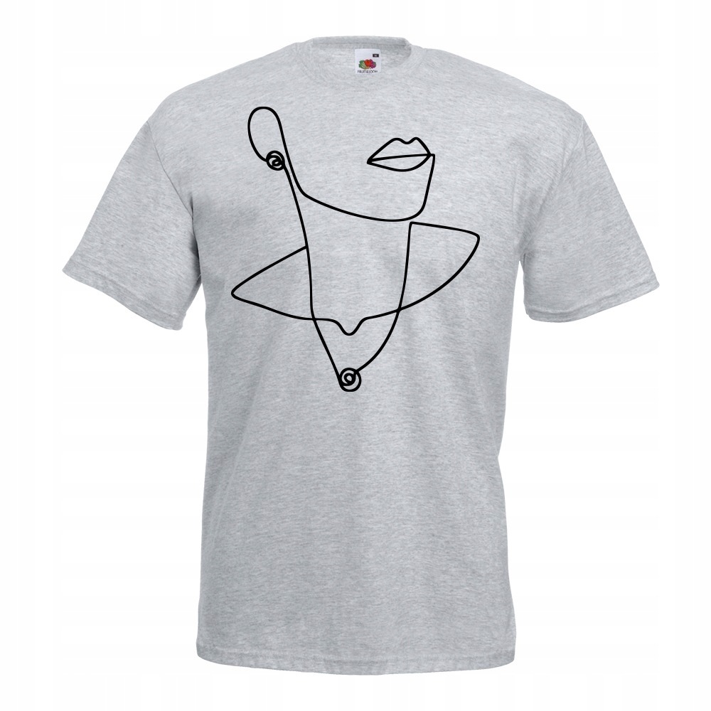 

Koszulka line art kobieta usta S szara