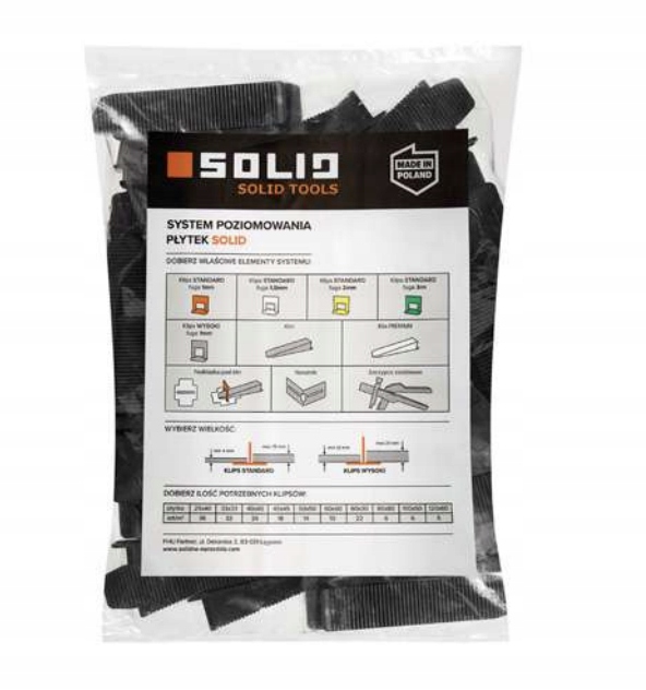 SYSTEM POZIOMOWANIA PŁYTEK SOLID KLINY Liczba sztuk 50 szt.