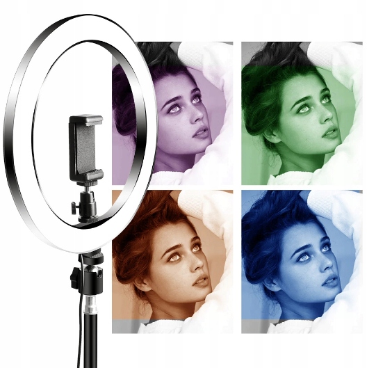 DUŻY ZESTAW LAMPA PIERŚCIENIOWA RING DO SELFIE LED RGB STATYW 120W + PILOT Stan opakowania oryginalne