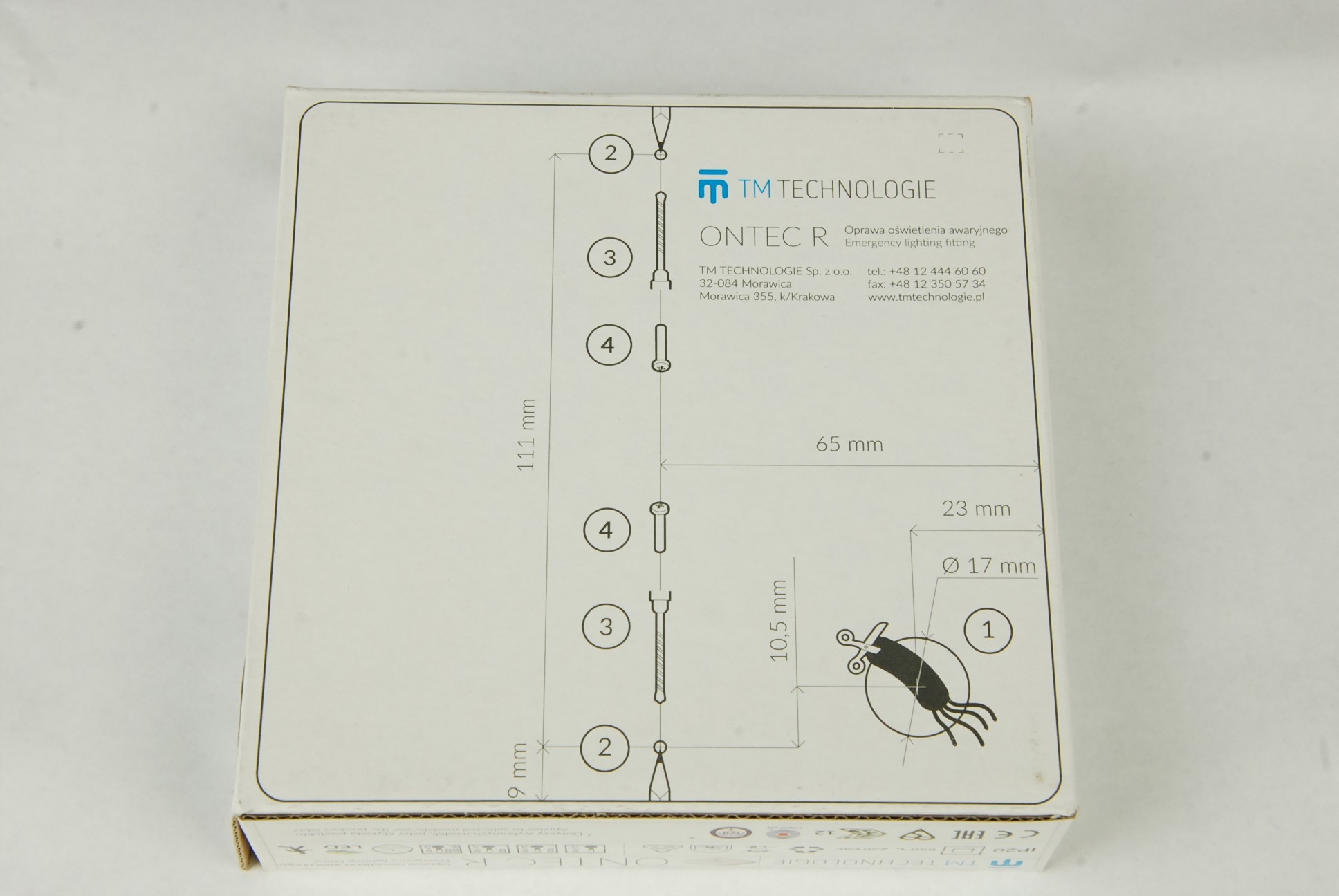 OPRAWA AWARYJNA ONTEC R C1 180 NM AT W BIAŁA Rodzaj awaryjne