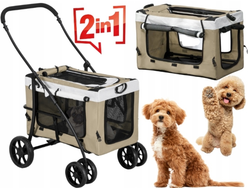 Kočárek Pro Psa Kočku 2 V 1 Skládací Přepravní Taška Lehká Pro Malé Psy