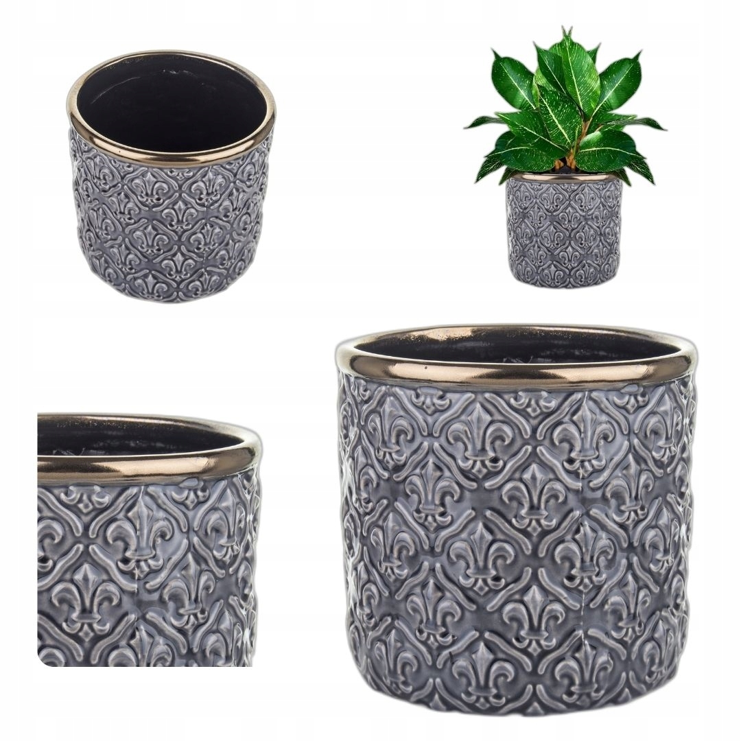 

Osłonka na doniczkę szara Ceramiczna Klasyczna 12