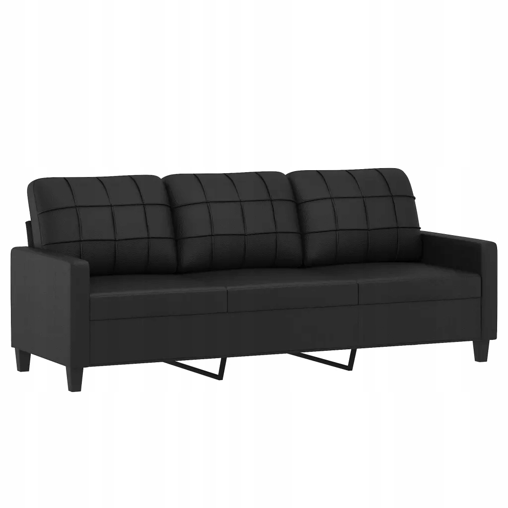 3-osobowa sofa, czarna, 180 cm, obita sztuczną sk
