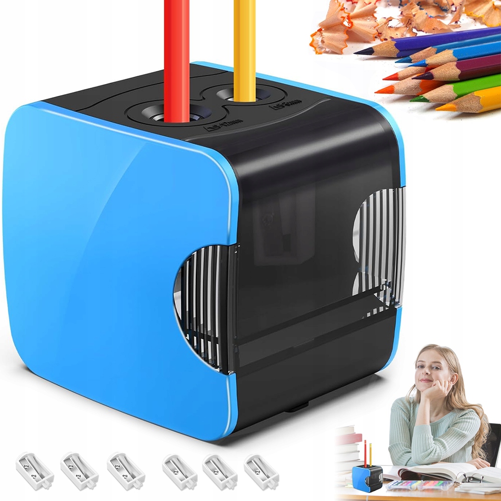 ELEKTRYCZNA TEMPERÓWKA USB PODWÓJNA Z 6 OSTRZAMI ZAPASOWYMI