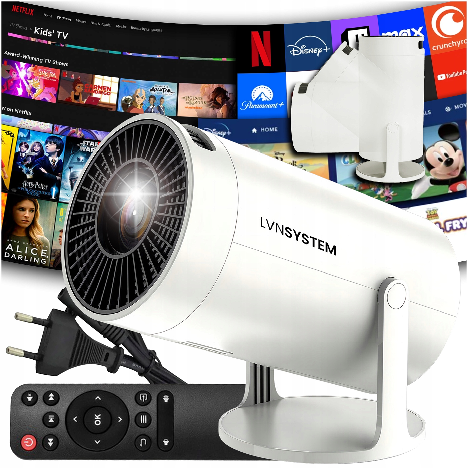 Led Projektor Android Tv Wifi Mini 4K Přenosný Chytrý Otočný Reproduktor