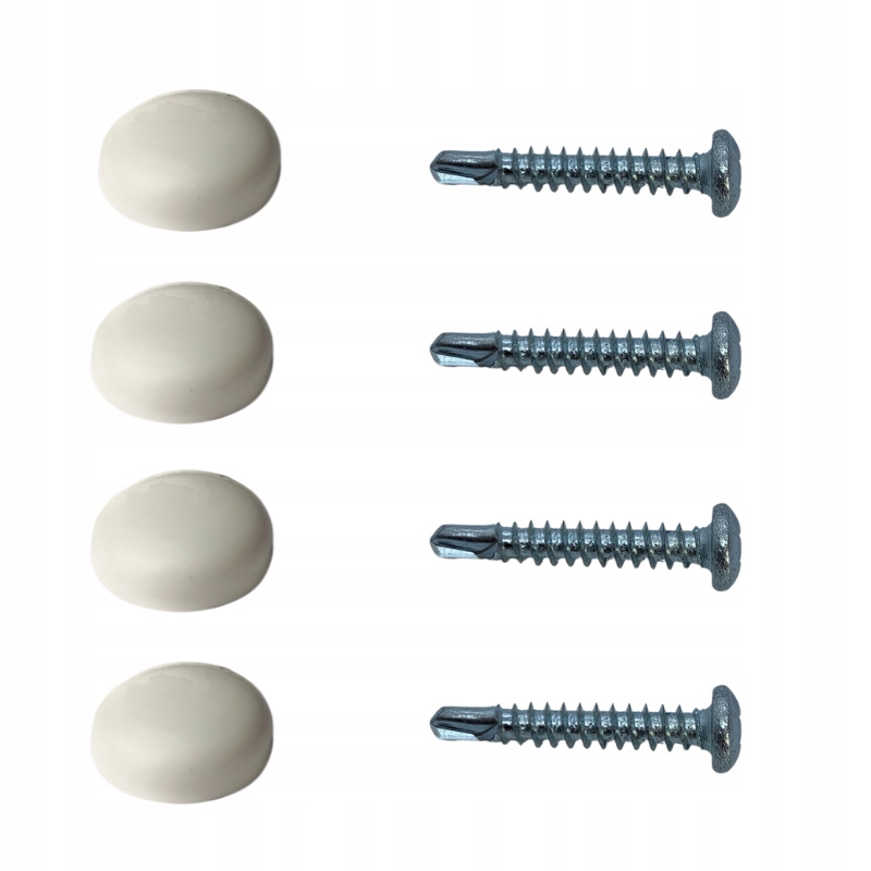 4x Wkręt Śruby Do Tablicy Rejestracyjnej Samochodu Biała Zaślepka