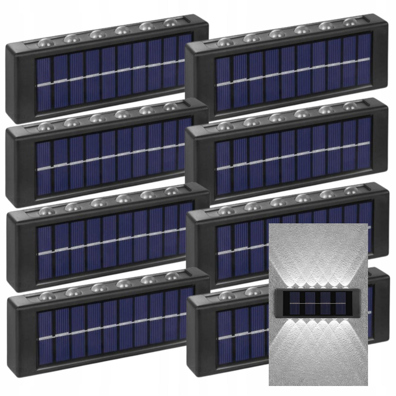 8 x Solární Led lampa Venkovní Vodotěsná na balkon Terasa Režim Nahoru Dolů