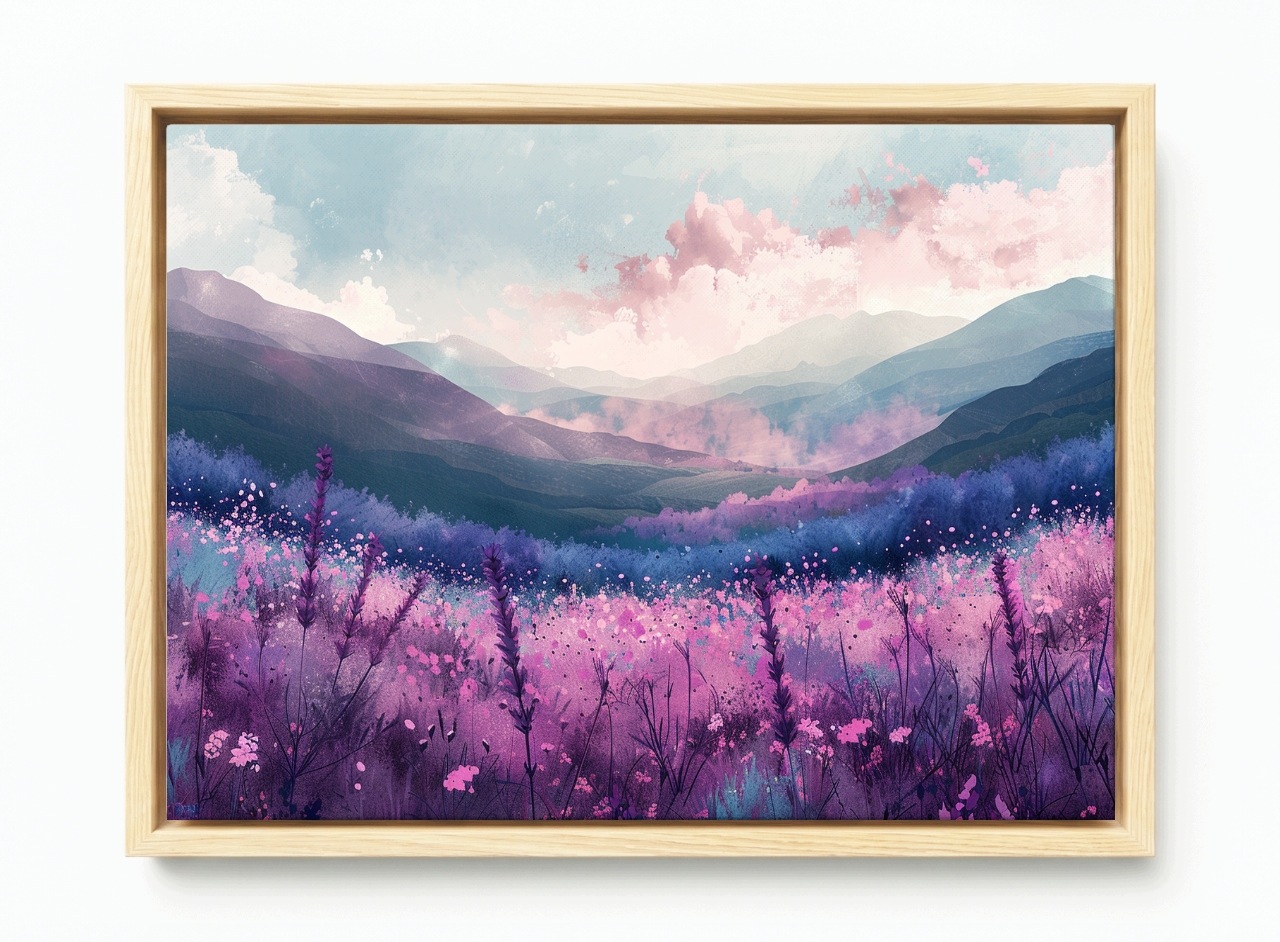 Obraz Rám Americká Krajina Úsvit Hory Louka Květy Mlha 120x80