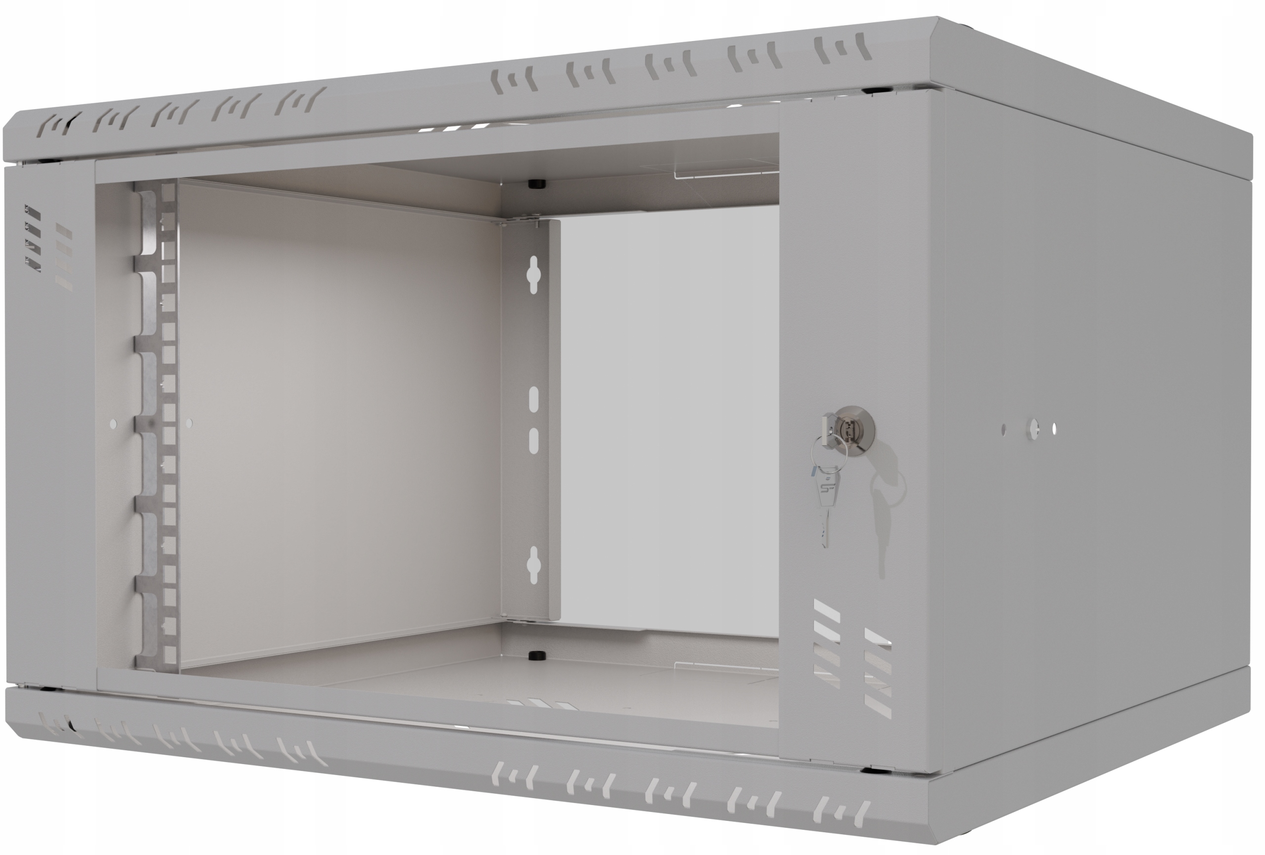 Szafa Serwerowa Wisząca Rack 19" 6U 450mm Szklane Drzwi Szara Stalflex