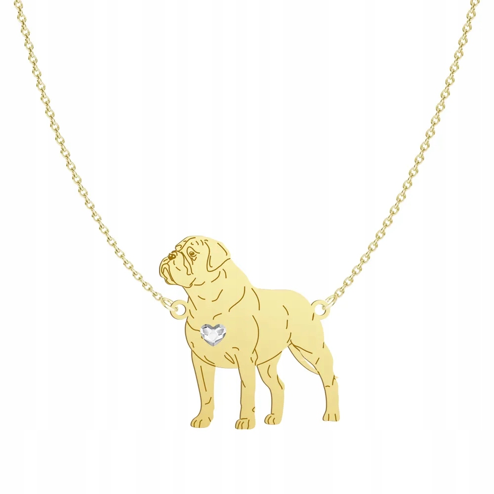 Zlatý náhrdelník se psem Bullmastiff 925 Šperky Dárek Gravírování Bonus