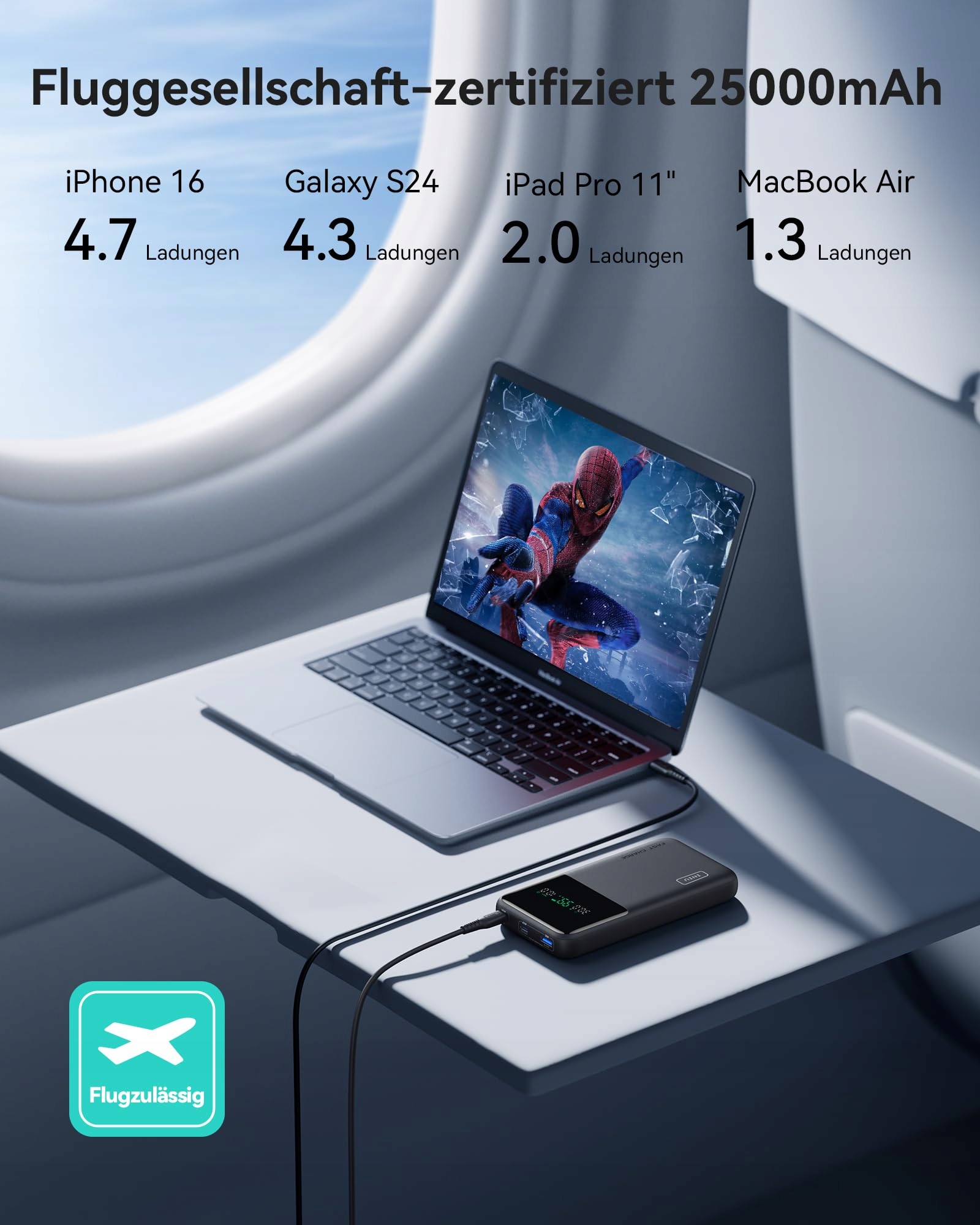 INIU Power Bank 25000mAh 140W Szybki i Lekki Dla Telefonów i Laptopów — miniatura 5