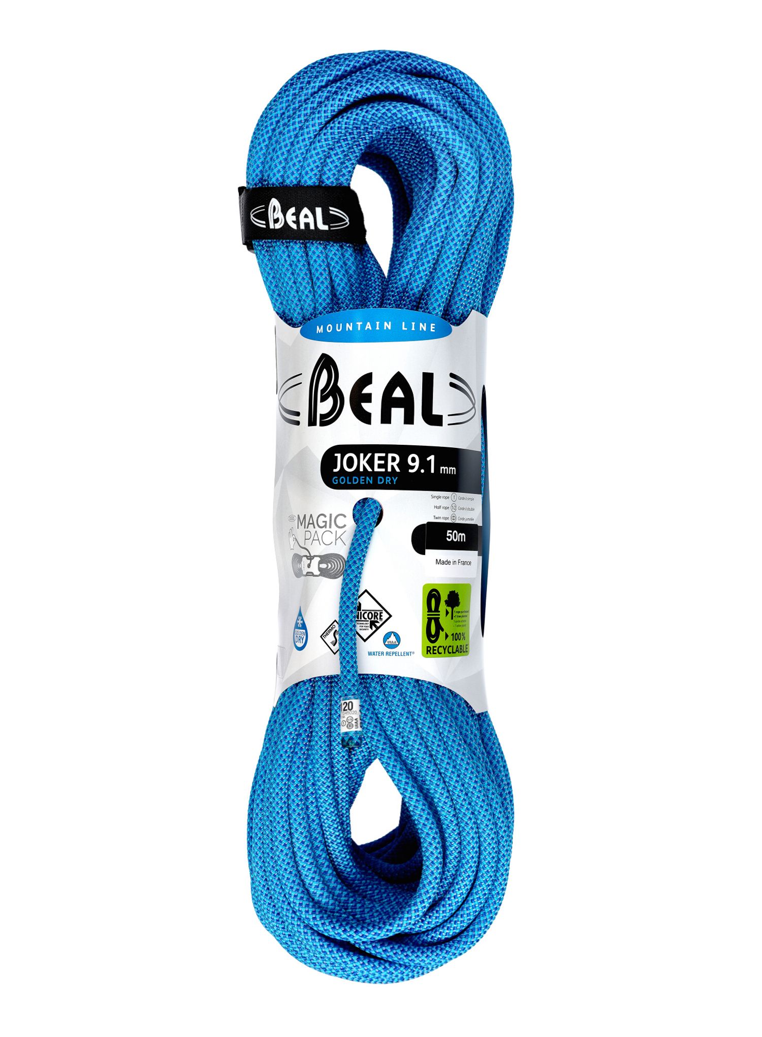 Lezecké lano Beal Joker 9,1 mm 50 m Unicore Golden Dry modré