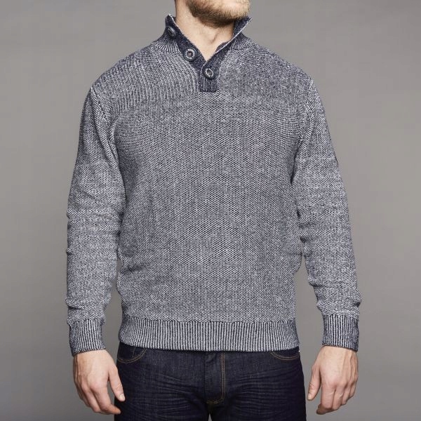 North 56°4 Velká Velikost Bavlněný Svetr Rozepínatelný Pod Krkem 3XL 132 cm