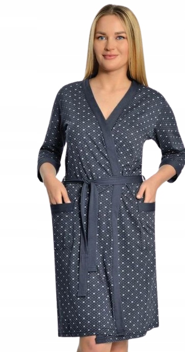 Tenký Bavlněný Župan Elegantní Tmavě Modrý Župan 100% Bavlna XL