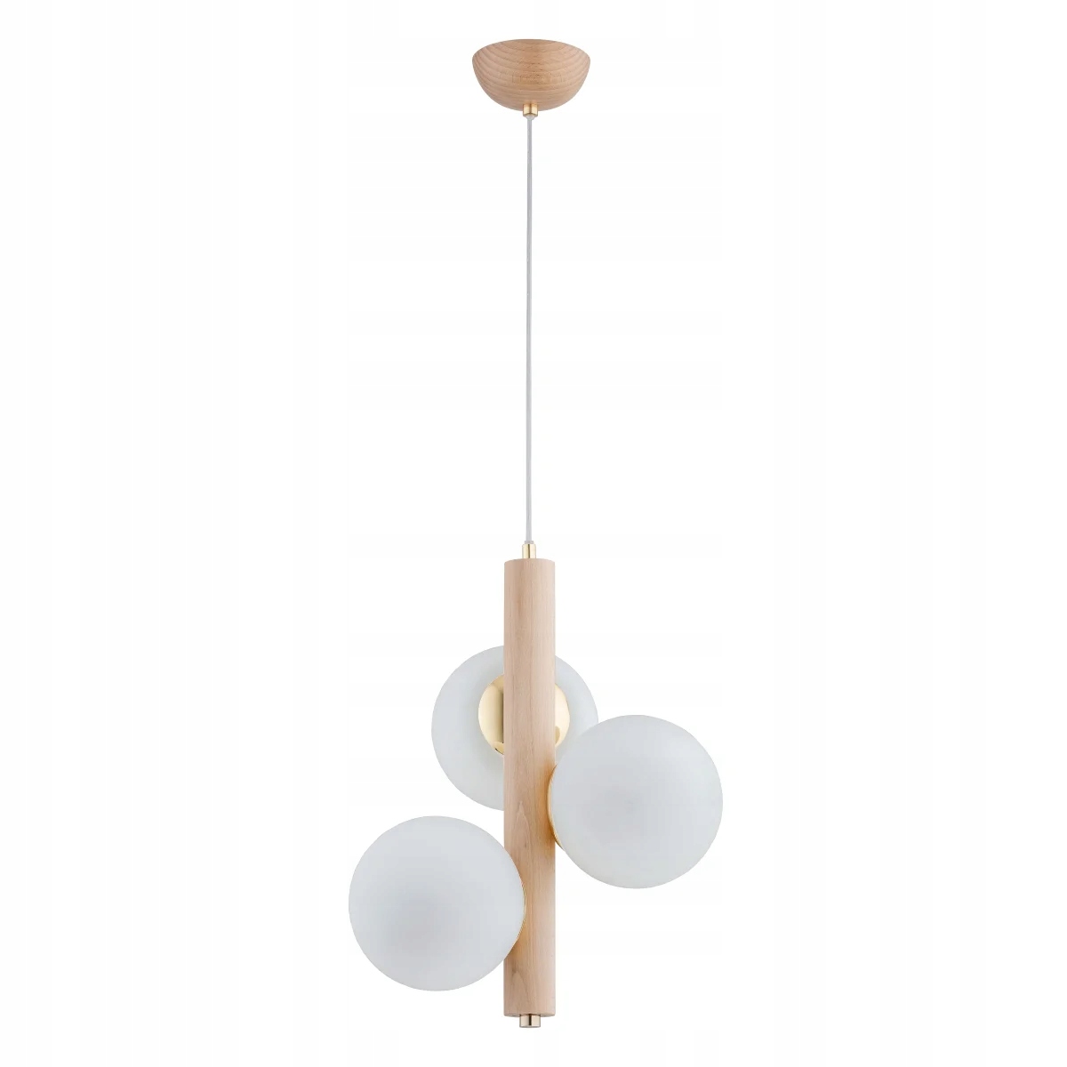 Skandinávská závěsná lampa Kanet Alfa dřevěná 3xE14 10W bílá