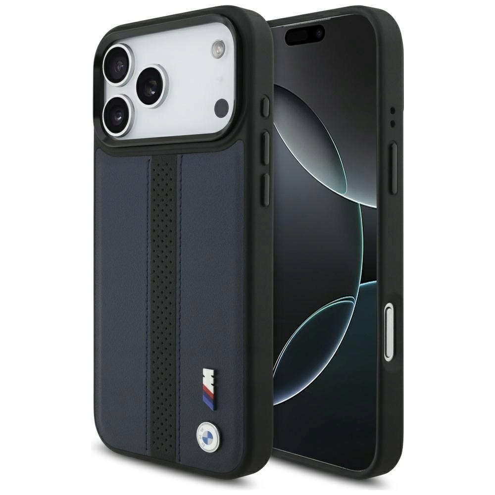 Etui Bmw M Perforated Stripe Logo MagSafe do iPhone 17 Pro Max granatowy