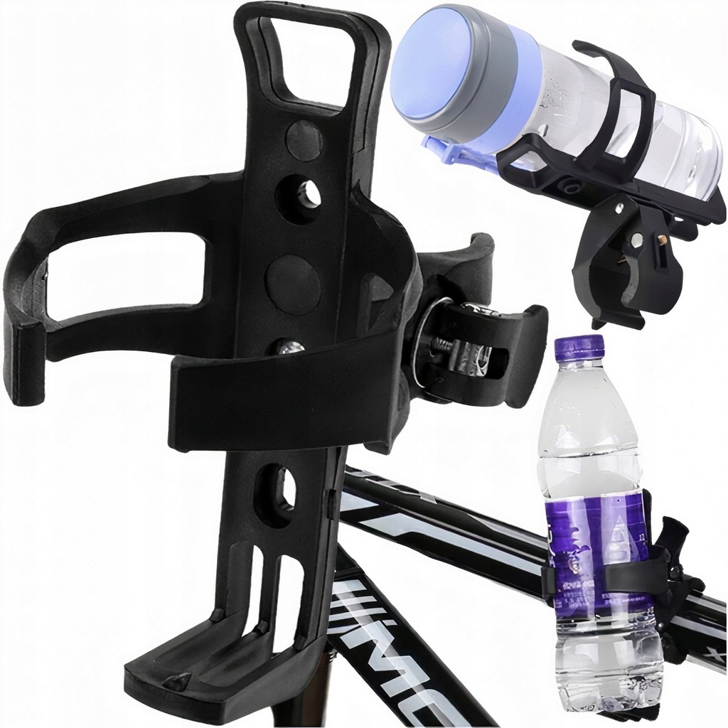 UCHWYT KOSZYK ROWEROWY NA BUTELKĘ BIDON NA ROWER KIEROWNICĘ RAMĘ CZARNY