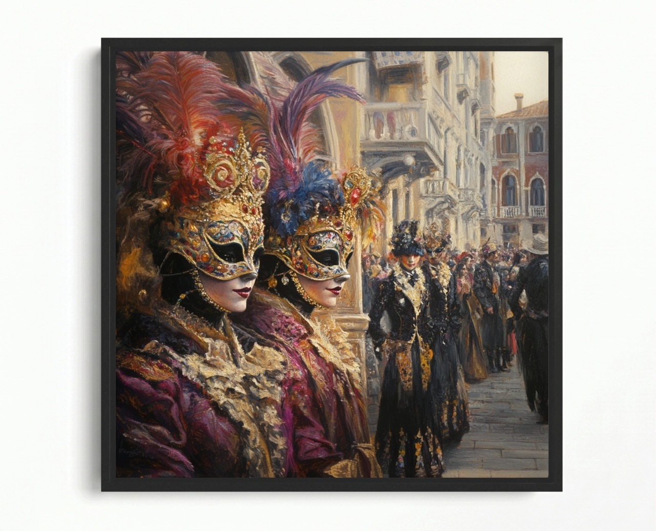 Obraz Rám Americký Box Benátky Itálie Karneval Svátek Kostým Maska 50x50
