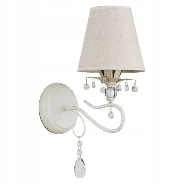 Dekoratívna nástenná lampa s kryštálikmi biela krémová do spálne Alfa
