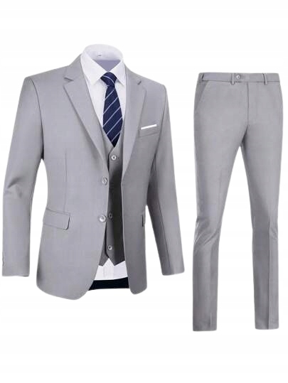 Shein Šedý Pánský Slim Oblek S Elegantní Vestou 1HI