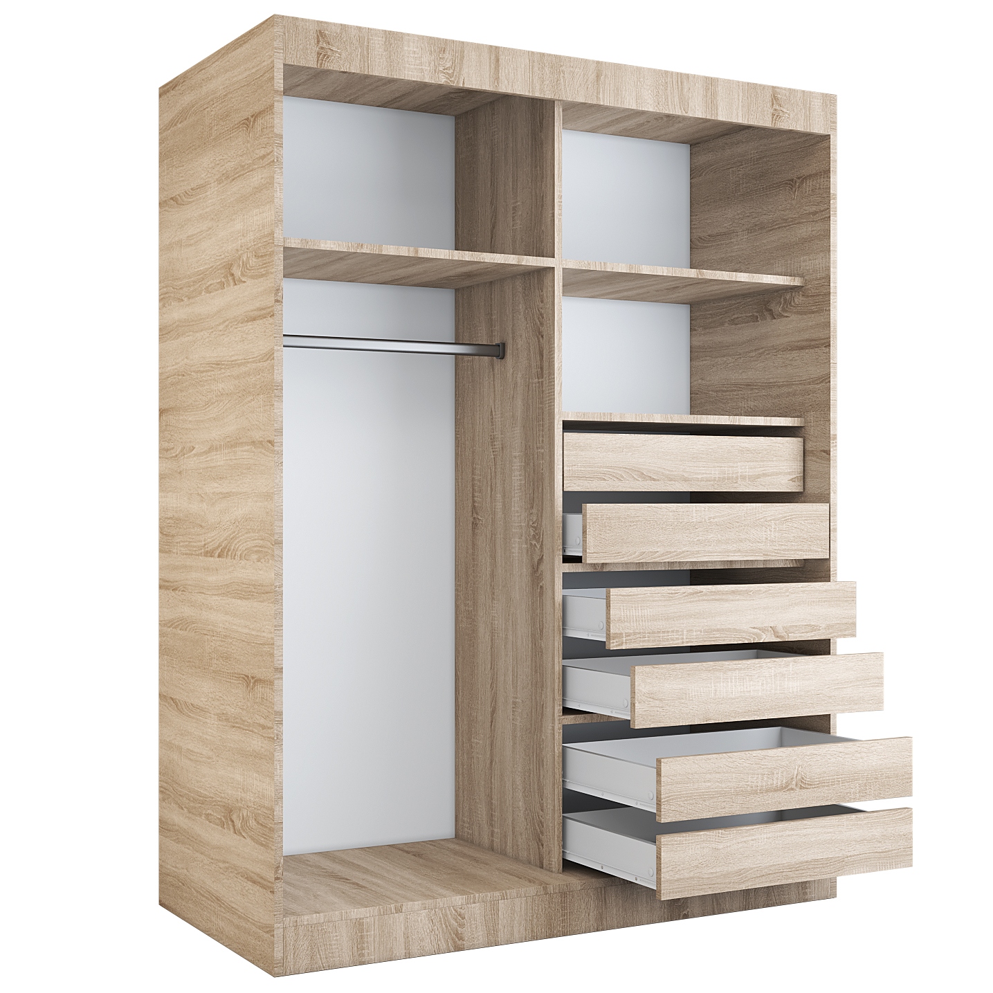 Korpus szafy 150 Regał BIAŁY MAT - RÓŻNE UKŁADY Wysokość mebla 200 cm