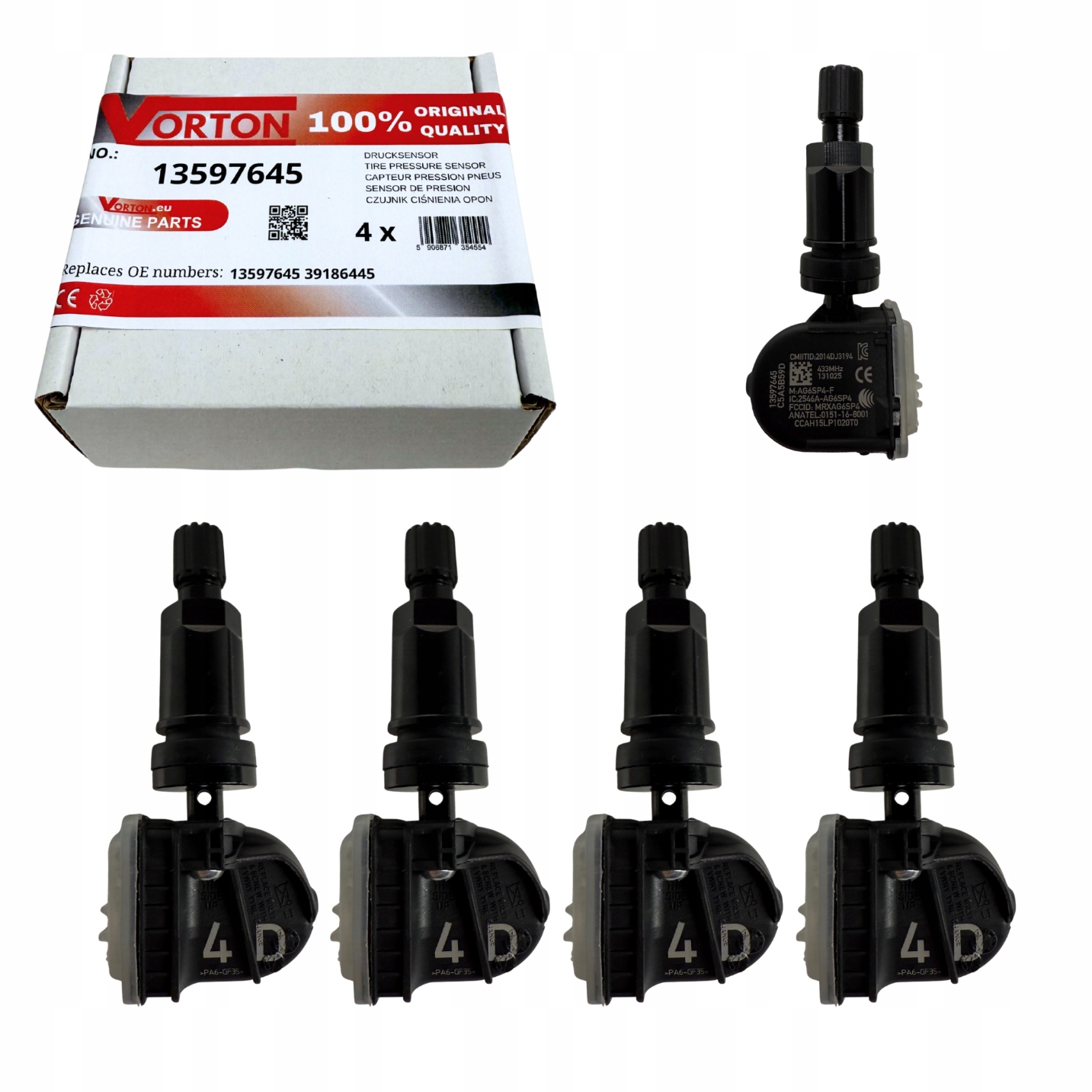 4x Snímače Tlaku Vzduchu Do Koles Pneumatík Tpms Opel Astra K Insignia B