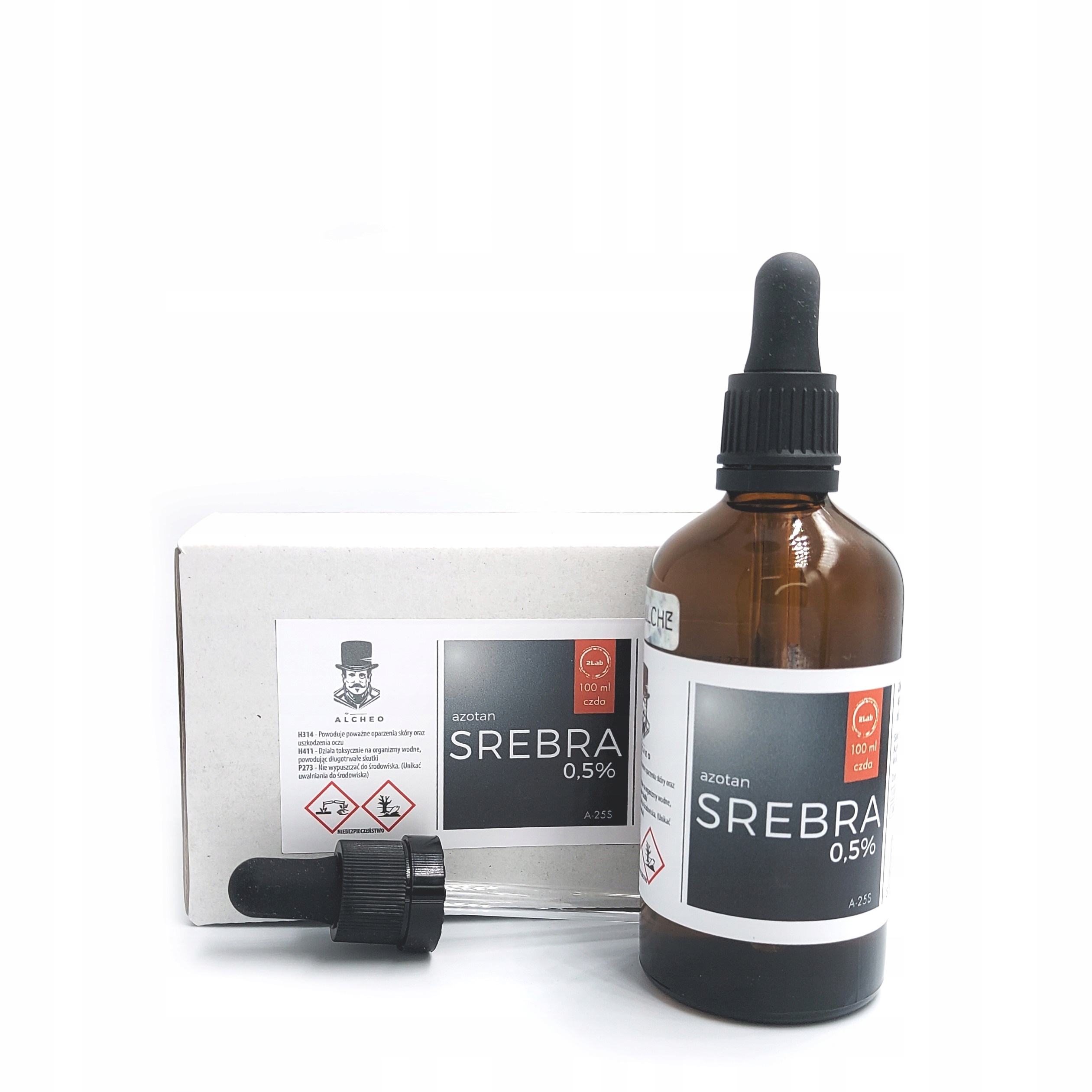 

Azotan srebra 0,5%. Roztwór wodny. 100ml. Czda.