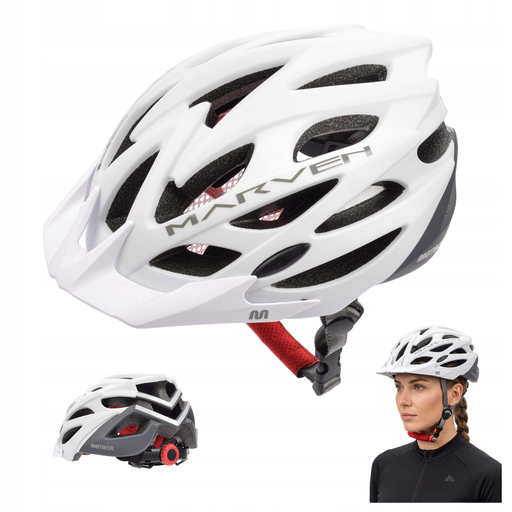 Lehká nastavitelná cyklistická přilba na kolo s kšiltem Meteor Marven S 52-56 cm