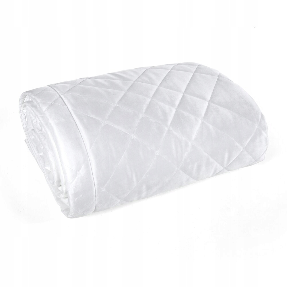 Dekorativní přehoz RIA6 170x210 bílá sametová, geometrické prošívání