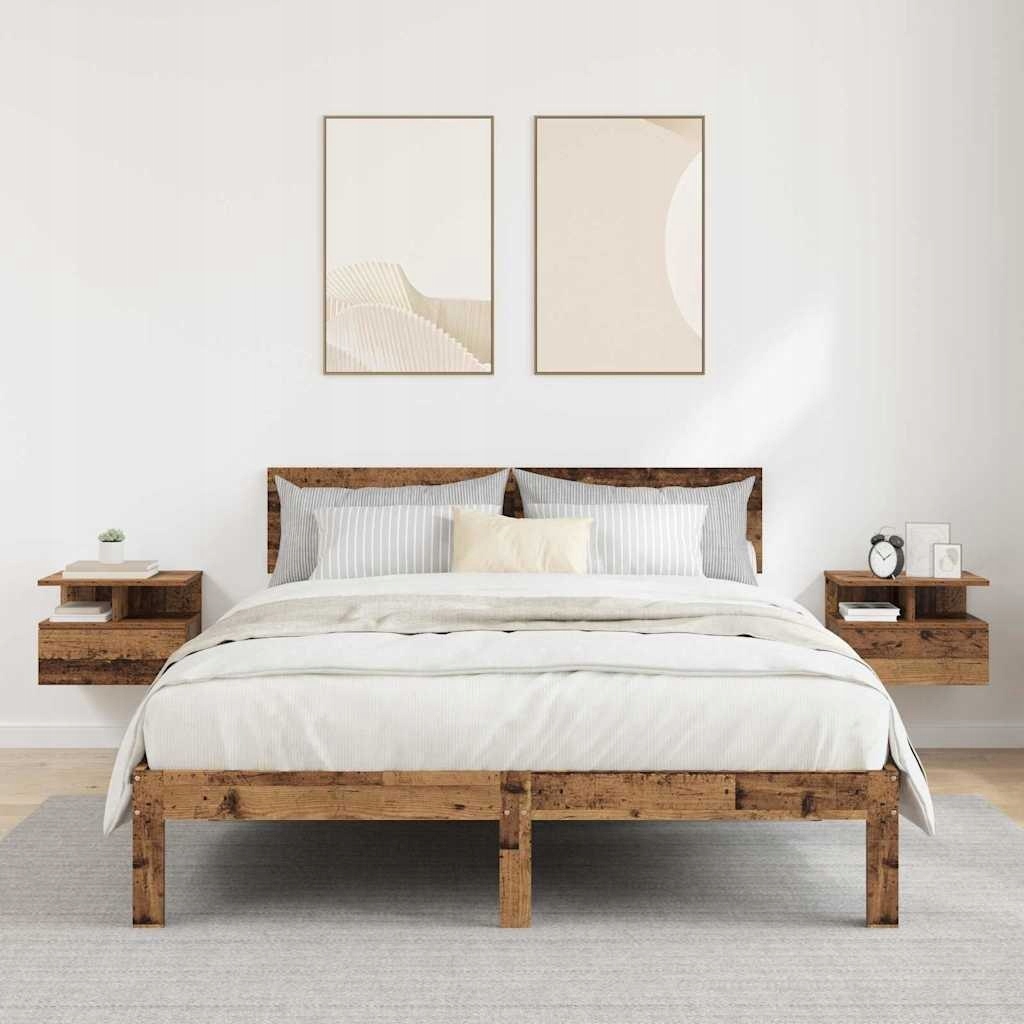 Závesné nočné stolíky 2 ks Staré drevo 40x31x27 cm Skonštruované L