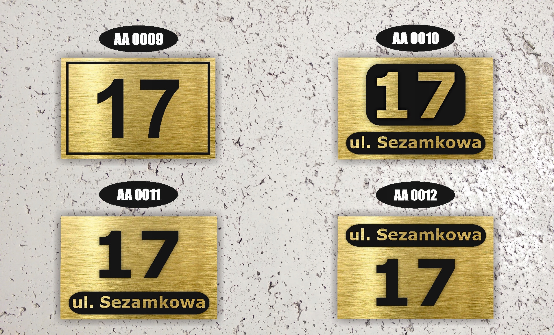 NUMER NA DOM TABLICZKA ADRESOWA Z NUMEREM DOMU 32x21 cm Złota + DYSTANSE Grubość 3 mm