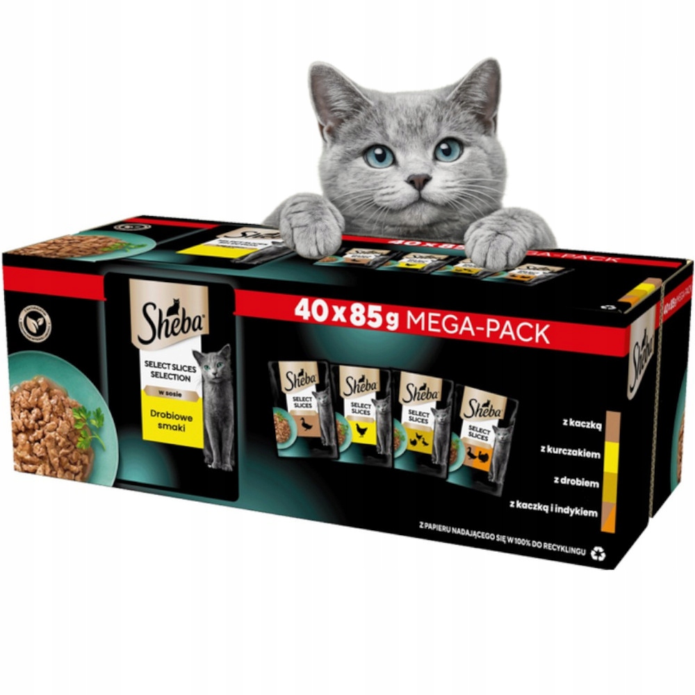 Levně Vlhké krmivo pro kočky Sheba Selection Slices Drůbeží příchutě v sáčcích 40x85 g
