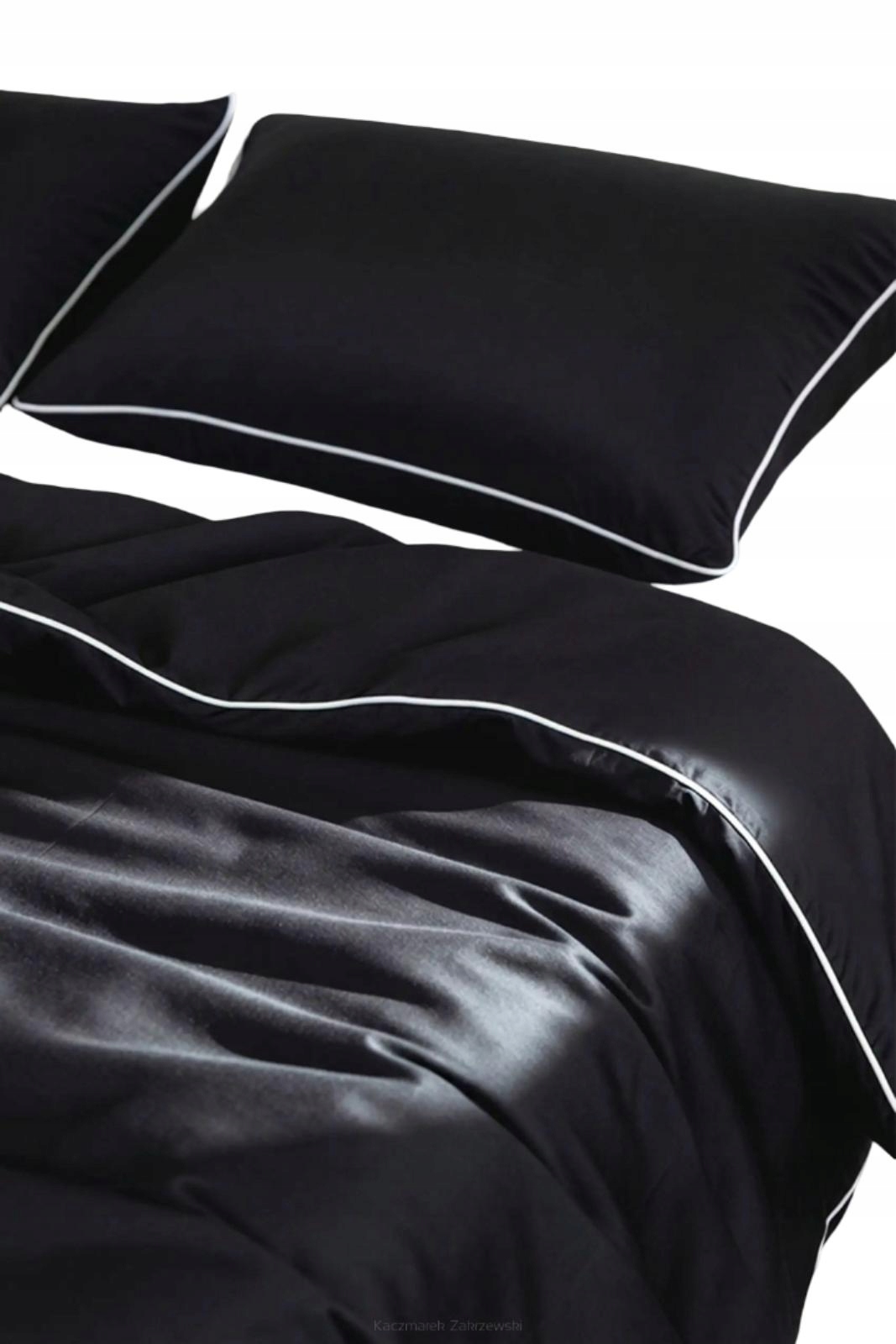 Posteľná Bielizeň bambusová 160x200 čierna s bielou bizou