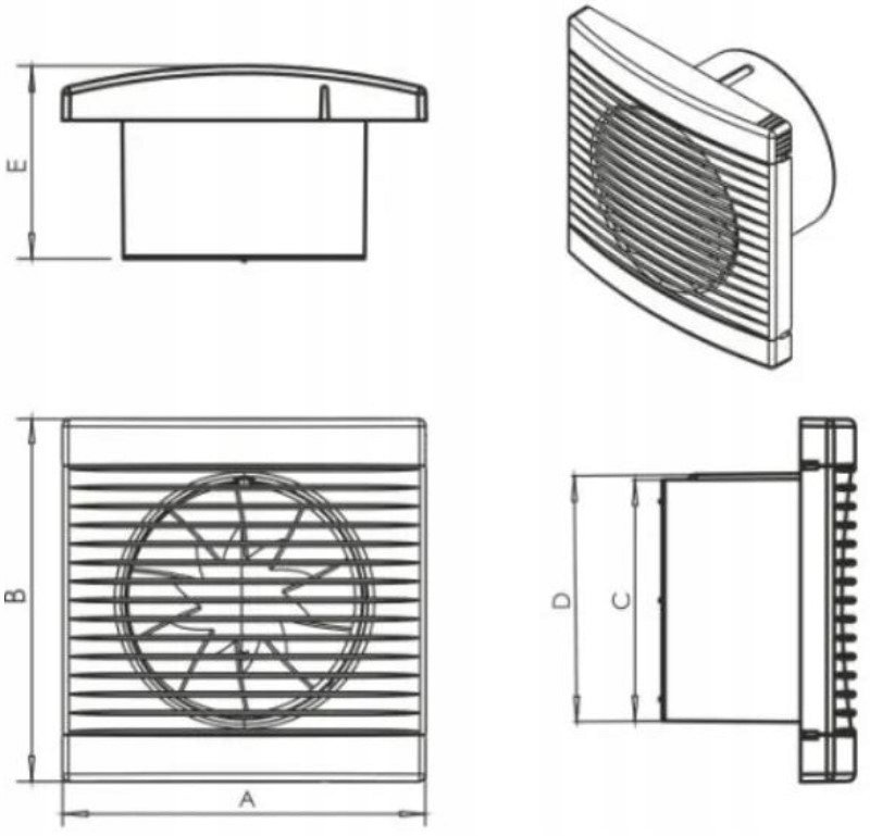WENTYLATOR ŚCIENNY SUFITOWY TIMER HIGROSTAT 100 Marka Dospel